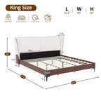 Christopher Knight Home Zewa Lit Plateforme Moderne King Size Rembourré en Faux Cuir avec Tête de Lit Capitonnée Teddy à Ailettes