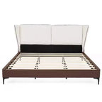 Christopher Knight Home Zewa Lit Plateforme Moderne King Size Rembourré en Faux Cuir avec Tête de Lit Capitonnée Teddy à Ailettes