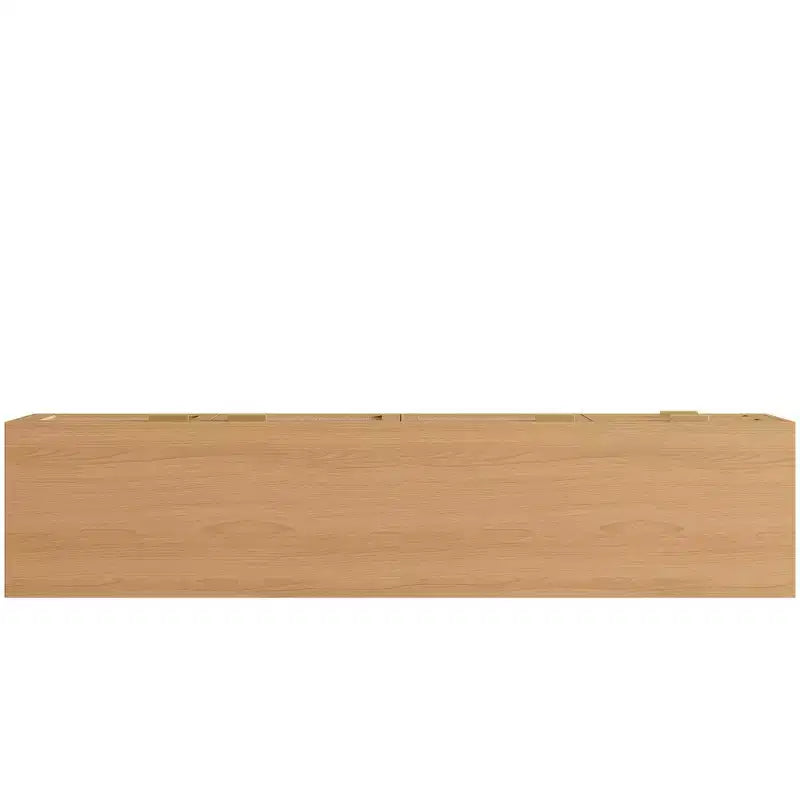Meuble TV pour téléviseurs jusqu'à 80 pouces, meuble TV avec portes en rotin, centre de divertissement avec 2 tiroirs, trous passe-câbles et pieds en bois massif, naturel - ModernLuxe