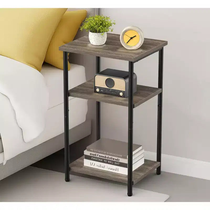 TUYOHW Table de chevet à 3 niveaux avec pieds réglables, 1 ou 2 tables d'appoint compactes avec étagères de rangement, Table de chevet pour salon, chambre, salle de bain