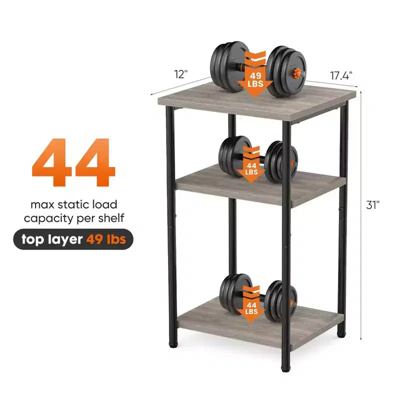 TUYOHW Table de chevet à 3 niveaux avec pieds réglables, 1 ou 2 tables d'appoint compactes avec étagères de rangement, Table de chevet pour salon, chambre, salle de bain