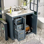 Meuble-lavabo de salle de bain de 36 po avec évier, meuble bas de salle de bain avec tiroirs et portes à fermeture amortie, meuble-lavabo simple en bois