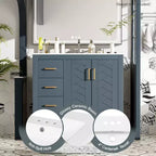 Meuble-lavabo de salle de bain de 36 po avec évier, meuble bas de salle de bain avec tiroirs et portes à fermeture amortie, meuble-lavabo simple en bois