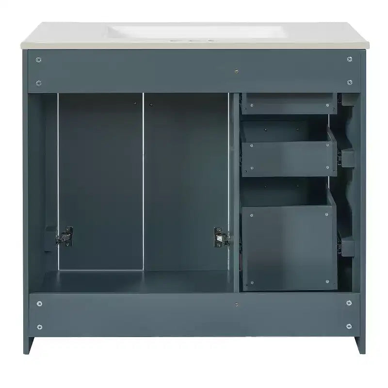 Meuble-lavabo de salle de bain de 36 po avec évier, meuble bas de salle de bain avec tiroirs et portes à fermeture amortie, meuble-lavabo simple en bois