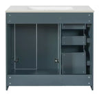Meuble-lavabo de salle de bain de 36 po avec évier, meuble bas de salle de bain avec tiroirs et portes à fermeture amortie, meuble-lavabo simple en bois