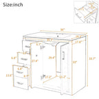 Meuble-lavabo de salle de bain de 36 po avec évier, meuble bas de salle de bain avec tiroirs et portes à fermeture amortie, meuble-lavabo simple en bois