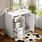 Meuble-lavabo de salle de bain de 36 po avec évier, meuble bas de salle de bain avec tiroirs et portes à fermeture amortie, meuble-lavabo simple en bois