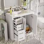 Meuble-lavabo de salle de bain de 36 po avec évier, meuble bas de salle de bain avec tiroirs et portes à fermeture amortie, meuble-lavabo simple en bois