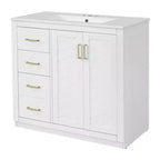 Meuble-lavabo de salle de bain de 36 po avec évier, meuble bas de salle de bain avec tiroirs et portes à fermeture amortie, meuble-lavabo simple en bois