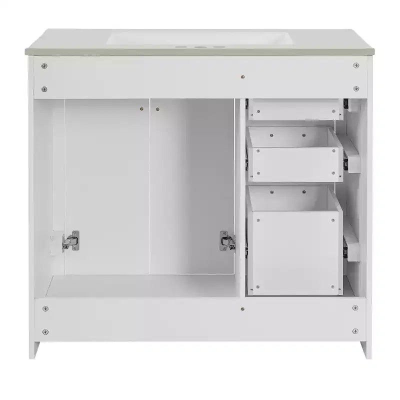 Meuble-lavabo de salle de bain de 36 po avec évier, meuble bas de salle de bain avec tiroirs et portes à fermeture amortie, meuble-lavabo simple en bois