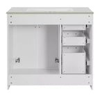Meuble-lavabo de salle de bain de 36 po avec évier, meuble bas de salle de bain avec tiroirs et portes à fermeture amortie, meuble-lavabo simple en bois