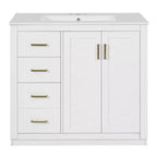 Meuble-lavabo de salle de bain de 36 po avec évier, meuble bas de salle de bain avec tiroirs et portes à fermeture amortie, meuble-lavabo simple en bois