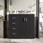 Meuble-lavabo de salle de bain de 36 po avec évier, meuble bas de salle de bain avec tiroirs et portes à fermeture amortie, meuble-lavabo simple en bois