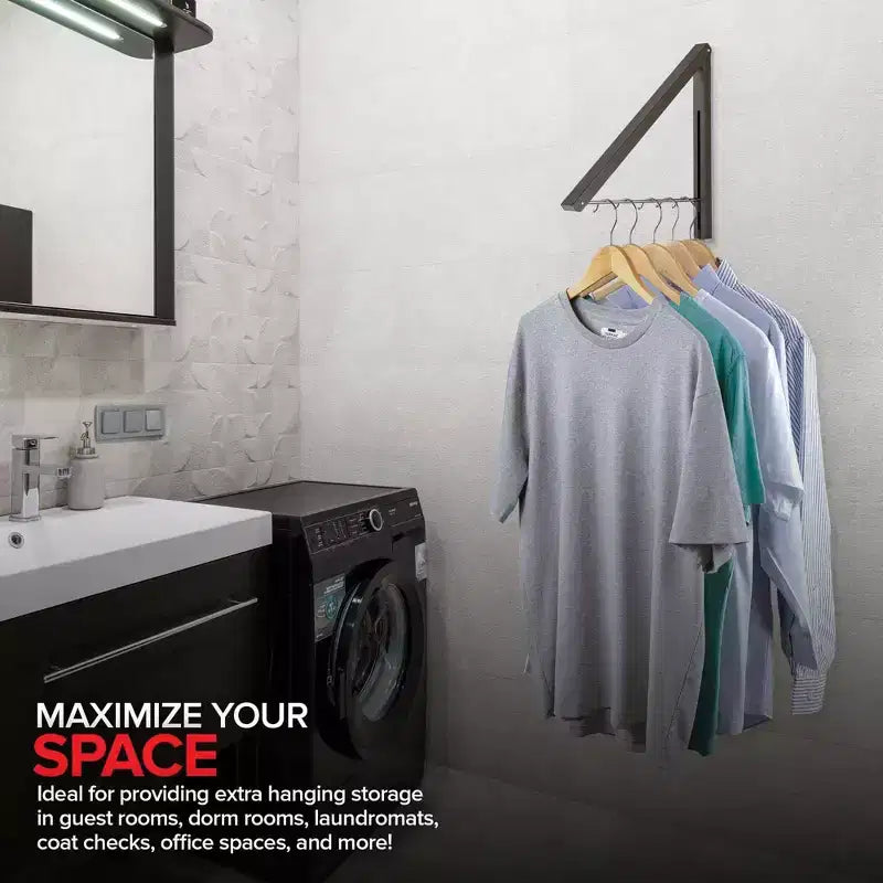 Séchoir à linge mural rétractable et pliable, gris