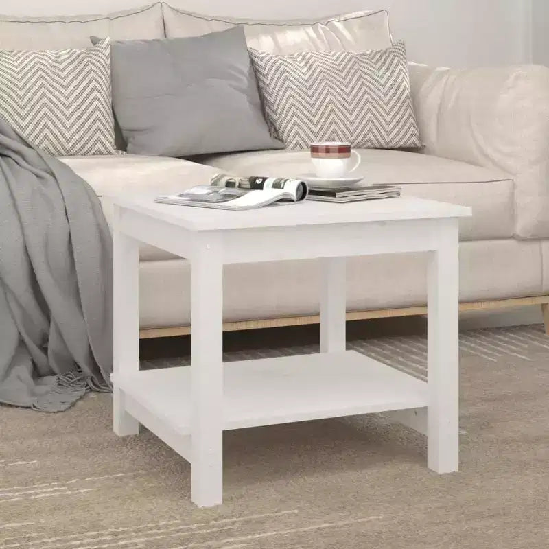 vidaXL Table basse blanc pin massif - 19,7 x 19,7 x 17,7