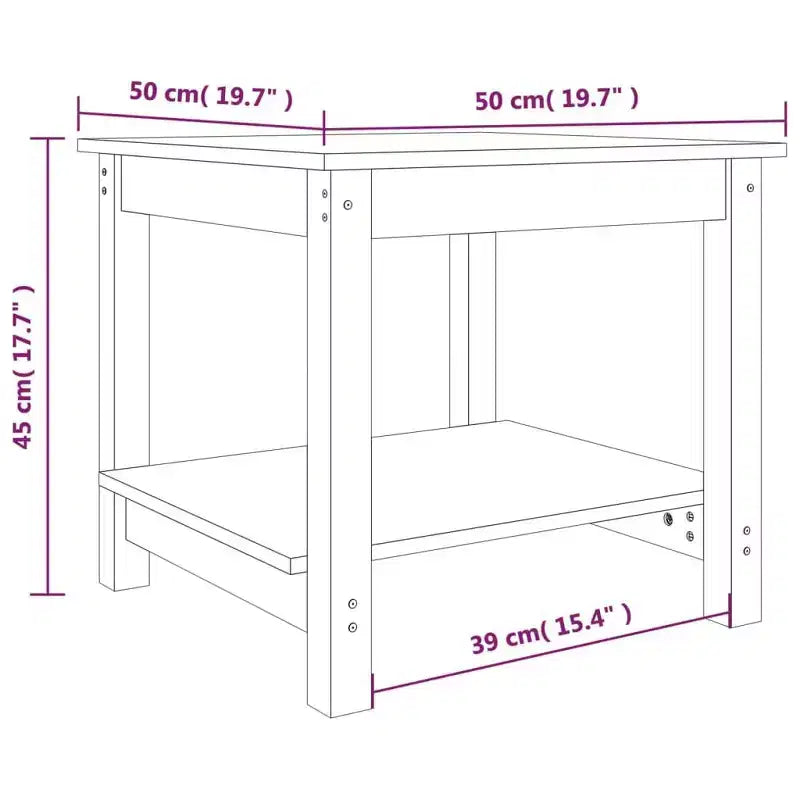 vidaXL Table basse blanc pin massif - 19,7 x 19,7 x 17,7