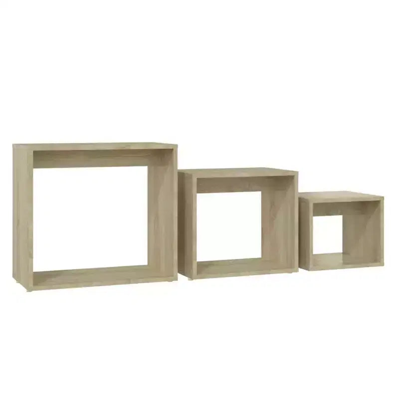vidaXL Tables gigognes, 3 pcs, Chêne Sonoma, Bois d'ingénierie, Petit à moyen