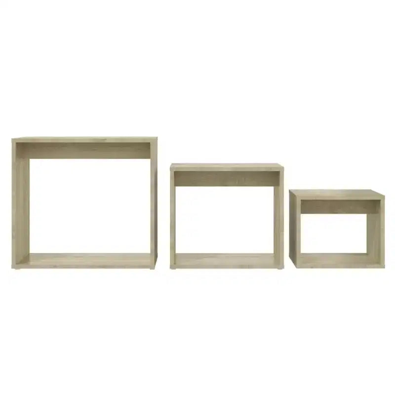 vidaXL Tables gigognes, 3 pcs, Chêne Sonoma, Bois d'ingénierie, Petit à moyen