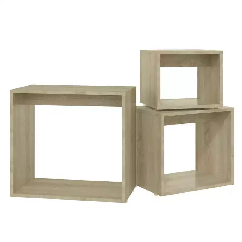 vidaXL Tables gigognes, 3 pcs, Chêne Sonoma, Bois d'ingénierie, Petit à moyen