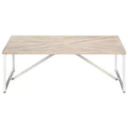 vidaXL Table basse Table d'appoint Table de chevet Salon Canapé Bois massif de manguier - Blanc