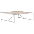 vidaXL Table basse Table d'appoint Table de chevet Salon Canapé Bois massif de manguier - Blanc