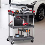 Chariot utilitaire pliable à 3 niveaux avec roues, desserte de rangement roulante portable, capacité de charge de 75 kg, organiseur sans assemblage pour bureau, maison, garage, entrepôt
