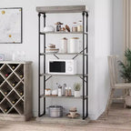 Étagère industrielle en bois à 6 niveaux, étagère ouverte avec cadre métallique, grande étagère de présentation grise pour chambre, salon, bureau