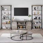 Étagère industrielle en bois à 6 niveaux, étagère ouverte avec cadre métallique, grande étagère de présentation grise pour chambre, salon, bureau