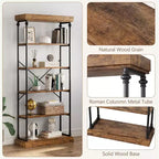 Étagère industrielle en bois à 6 niveaux, étagère ouverte avec cadre métallique, grande étagère de présentation grise pour chambre, salon, bureau