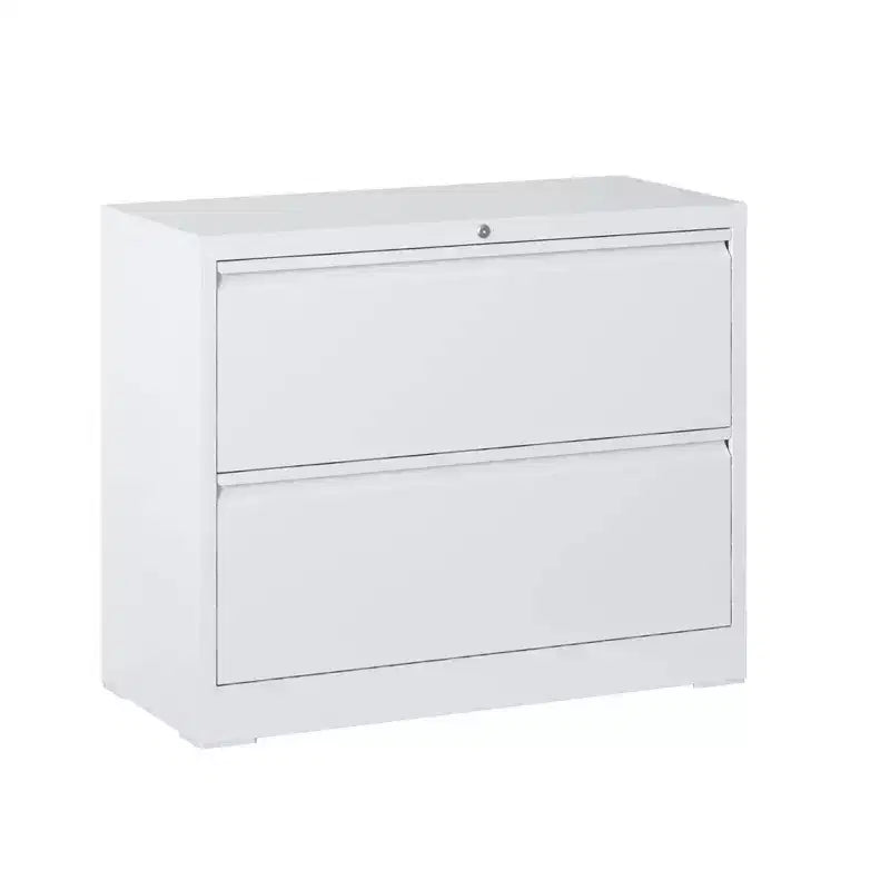 VIYET 35H Classeur latéral à 2 tiroirs avec serrure, armoire de classement en métal verrouillable pour bureau à domicile, convient aux formats légal/lettre/A4/F4 (blanc)