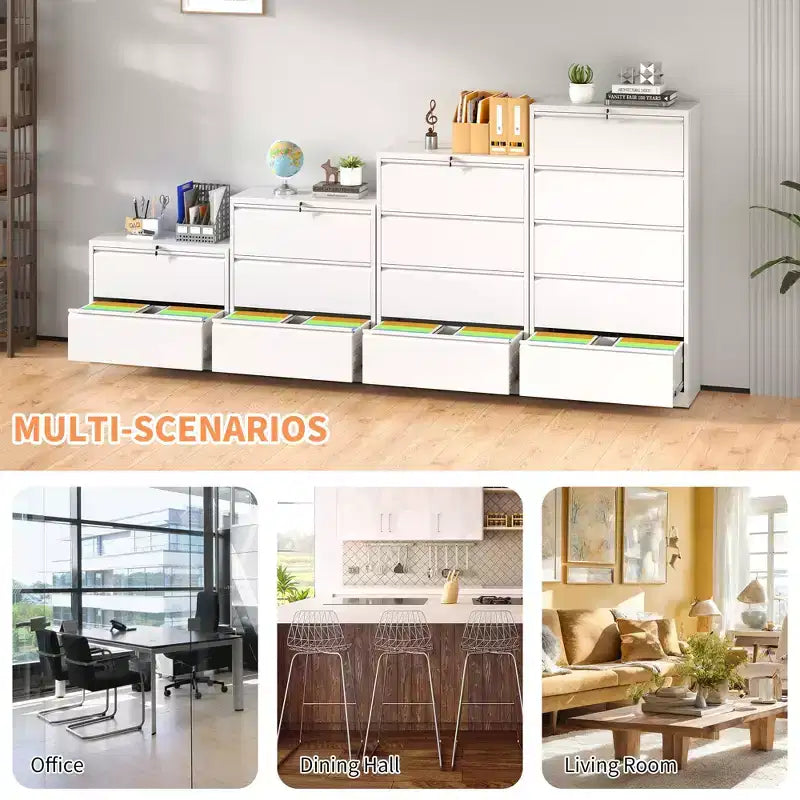 VIYET 35H Classeur latéral à 2 tiroirs avec serrure, armoire de classement en métal verrouillable pour bureau à domicile, convient aux formats légal/lettre/A4/F4 (blanc)