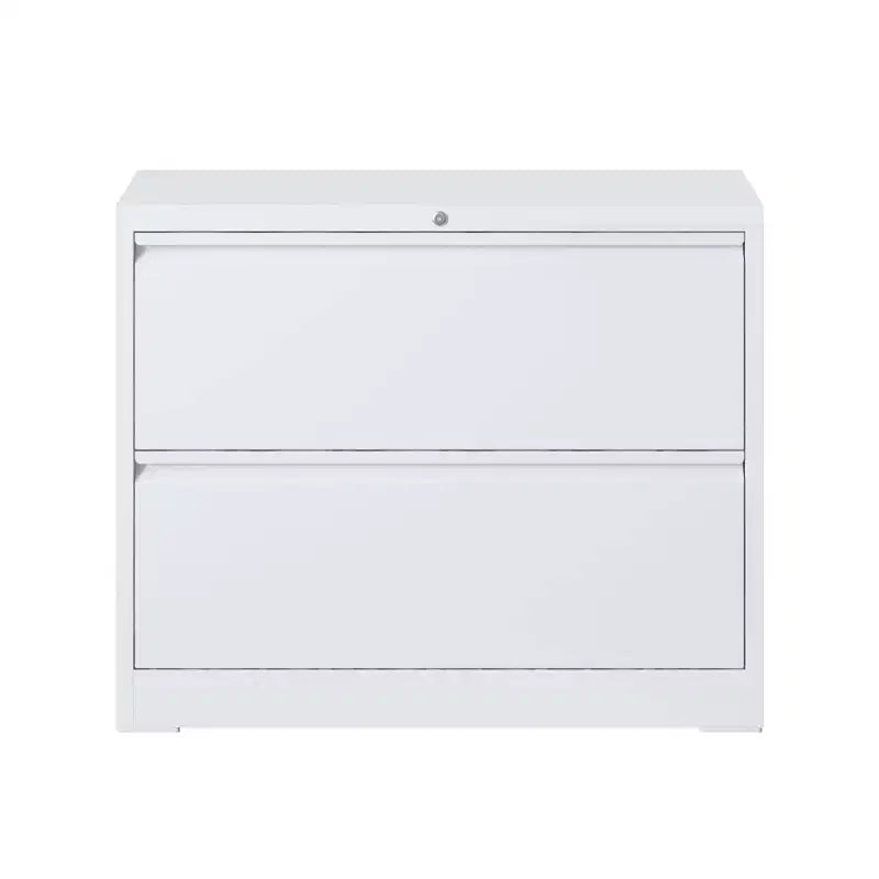 VIYET 35H Classeur latéral à 2 tiroirs avec serrure, armoire de classement en métal verrouillable pour bureau à domicile, convient aux formats légal/lettre/A4/F4 (blanc)