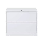 VIYET 35H Classeur latéral à 2 tiroirs avec serrure, armoire de classement en métal verrouillable pour bureau à domicile, convient aux formats légal/lettre/A4/F4 (blanc)