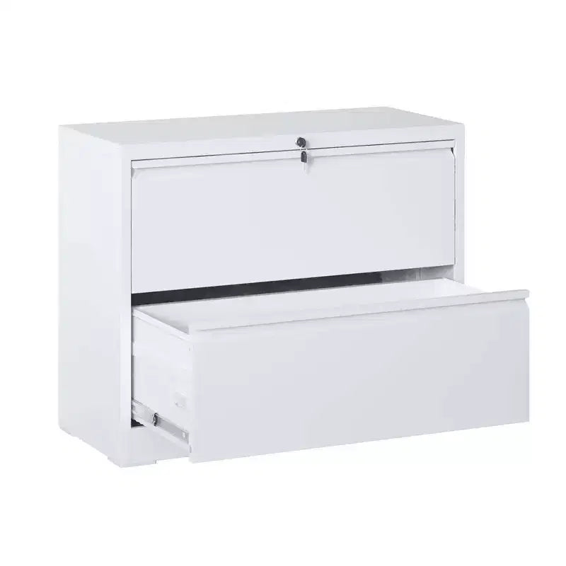 VIYET 35H Classeur latéral à 2 tiroirs avec serrure, armoire de classement en métal verrouillable pour bureau à domicile, convient aux formats légal/lettre/A4/F4 (blanc)