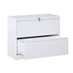 VIYET 35H Classeur latéral à 2 tiroirs avec serrure, armoire de classement en métal verrouillable pour bureau à domicile, convient aux formats légal/lettre/A4/F4 (blanc)