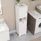 Meuble de panier à linge basculant, Meuble de panier à linge dissimulé avec compartiment et étagère inférieure basculante, Organisateur de rangement de salle de bain haut Blanc