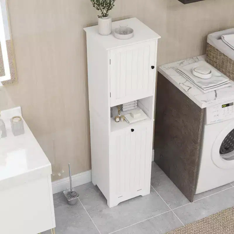 Meuble de panier à linge basculant, Meuble de panier à linge dissimulé avec compartiment et étagère inférieure basculante, Organisateur de rangement de salle de bain haut Blanc