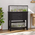 Acekool 29-Gallon Double Aquarium Stand with Power Strip, Black Fish Tank Cabinet with Magnetic Doors for Living Room Storage
