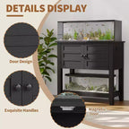 Meuble de support pour aquarium double Acekool de 109 litres avec multiprise, meuble d'aquarium noir avec portes magnétiques pour rangement de salon