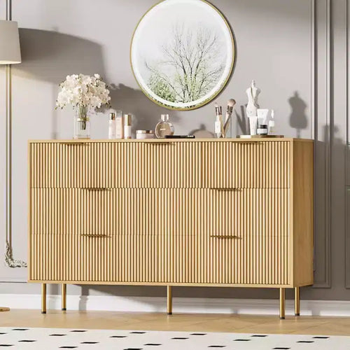 7 Drawers Dresser for Bedroom, Fluted Dresser Chest of Drawers with Handle, Wood Modern Dressers for Closet,Bedroom Storage Organizer for Living Room