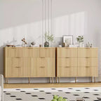 Commode à 7 tiroirs pour chambre à coucher, commode cannelée avec poignée, commode moderne en bois pour placard, organisateur de rangement pour chambre à coucher et salon