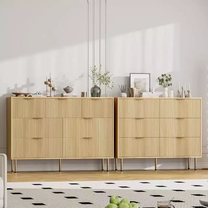 Commode à 7 tiroirs pour chambre à coucher, commode cannelée avec poignée, commode moderne en bois pour placard, organisateur de rangement pour chambre à coucher et salon