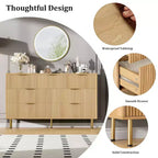 Commode à 7 tiroirs pour chambre à coucher, commode cannelée avec poignée, commode moderne en bois pour placard, organisateur de rangement pour chambre à coucher et salon