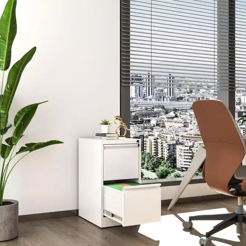 VIYET 28H Classeur vertical à 2 tiroirs en métal blanc avec serrure, armoire de classement en acier pour bureau à domicile, convient aux formats A4/Legal/Lettre