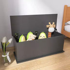 Lift Top Storage Chest Trunk Wood Box Retro Toy Box Organizer With Safety Hinge For Entryway Bench Organizer Home Furniture Black