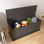 Coffre de rangement avec couvercle, en bois, style rétro, avec charnière de sécurité, pour banc d'entrée, meuble de maison, noir.