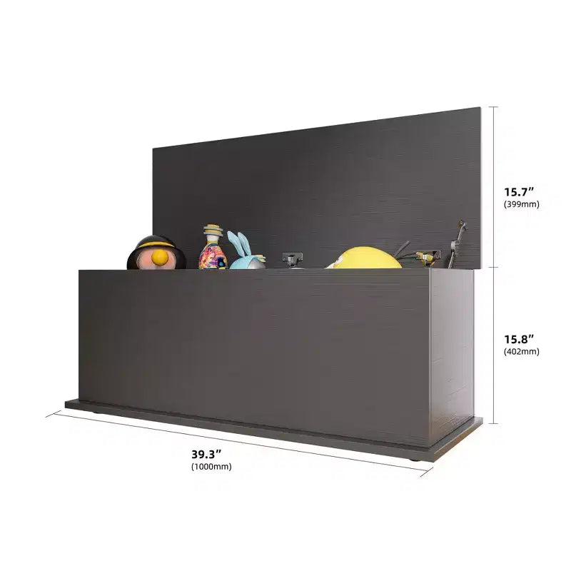Coffre de rangement avec couvercle, en bois, style rétro, avec charnière de sécurité, pour banc d'entrée, meuble de maison, noir.