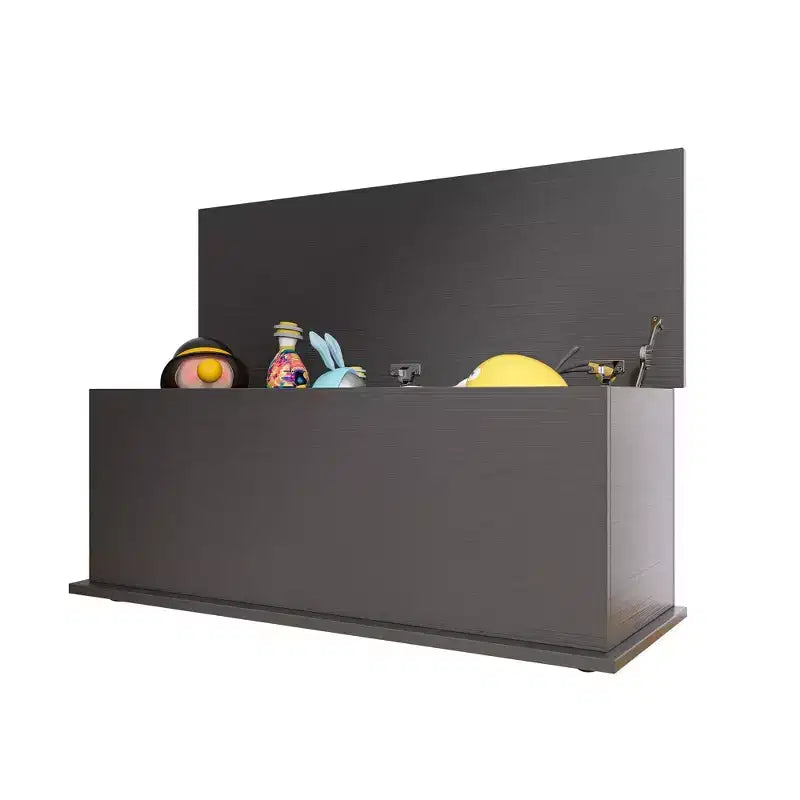 Coffre de rangement avec couvercle, en bois, style rétro, avec charnière de sécurité, pour banc d'entrée, meuble de maison, noir.
