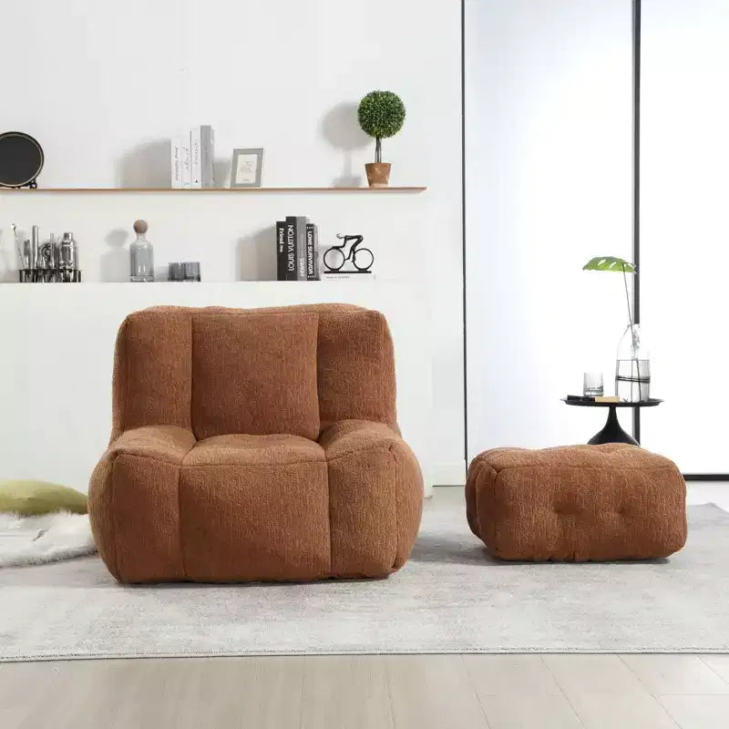 Ensemble fauteuil poire et ottoman TUYOHW, fauteuil de sol en mousse à mémoire de forme pour un confort optimal, fauteuil de salon paresseux pour salle de lecture, salon