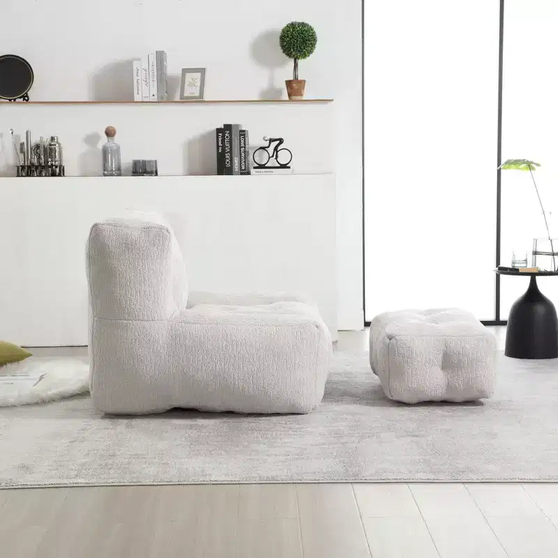 Ensemble fauteuil poire et ottoman TUYOHW, fauteuil de sol en mousse à mémoire de forme pour un confort optimal, fauteuil de salon paresseux pour salle de lecture, salon